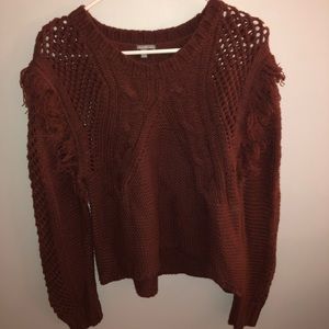 rust Orange Fringe Sweater